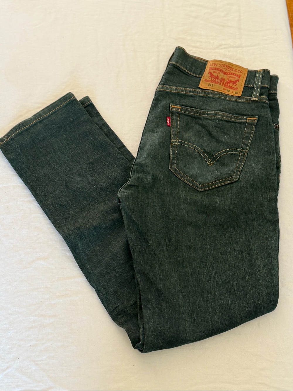 Men’s 511Slim Fit Blue/Green Overwash Denim Jeans Size 32/30